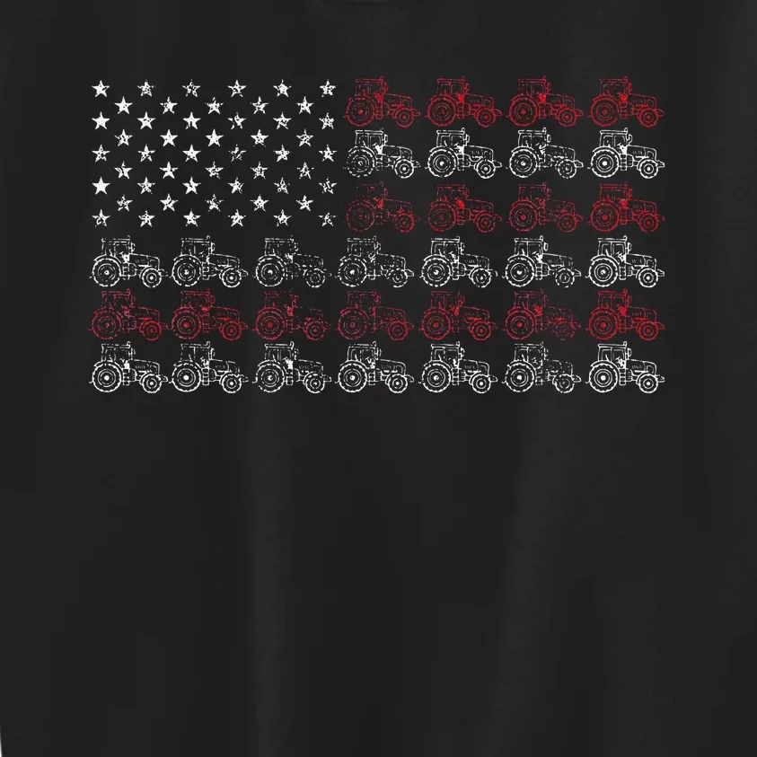 Tractor American Flag Farmer Kids Sweatshirt