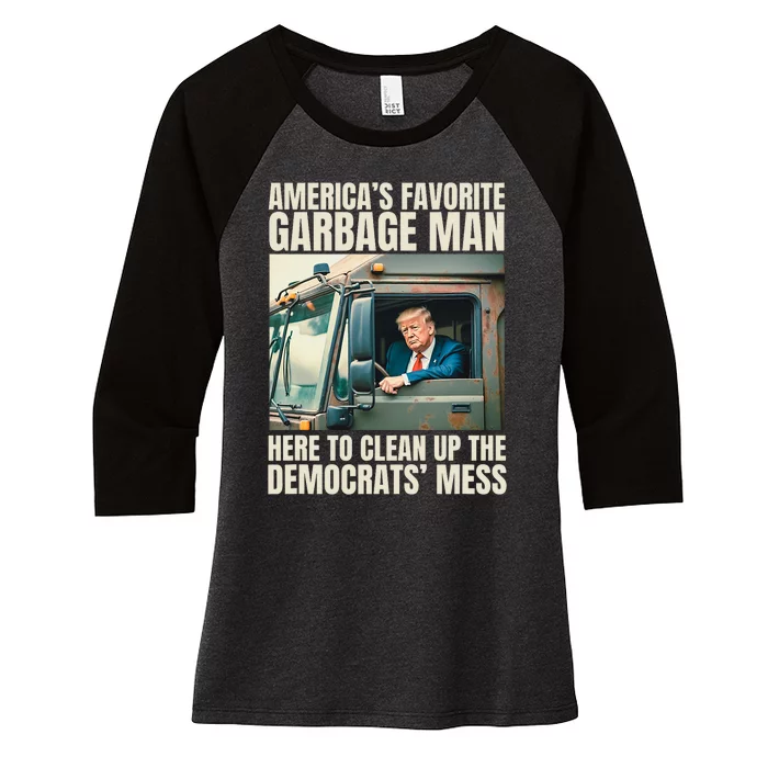 Trump AmericaS Favorite Garbage Man Trump In Trash Truck Women's Tri-Blend 3/4-Sleeve Raglan Shirt