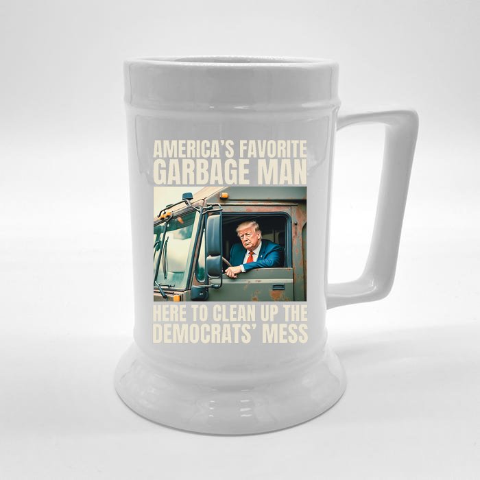 Trump AmericaS Favorite Garbage Man Trump In Trash Truck Front & Back Beer Stein