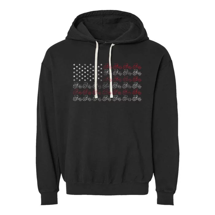 Tractor American Flag Farmer Garment-Dyed Fleece Hoodie