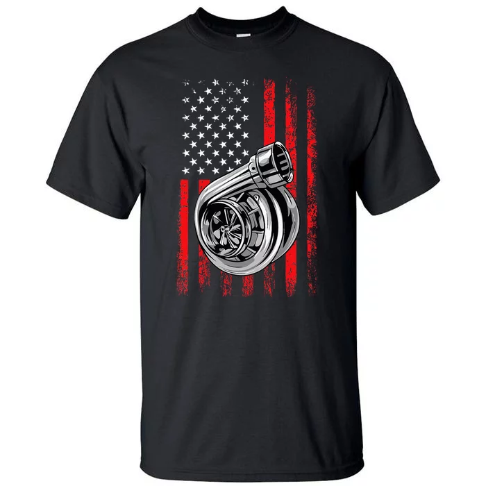 Turbo American Flag Racing Turbo Tall T-Shirt