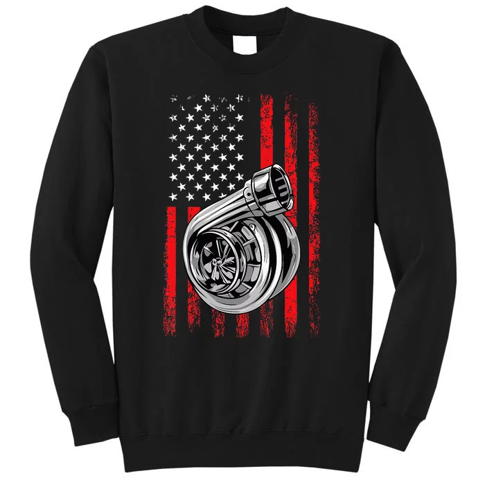 Turbo American Flag Racing Turbo Tall Sweatshirt