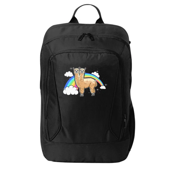 Two-Headed Alpaca Funny Rainbow Birthday City Backpack