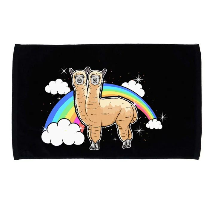 Two-Headed Alpaca Funny Rainbow Birthday Microfiber Hand Towel