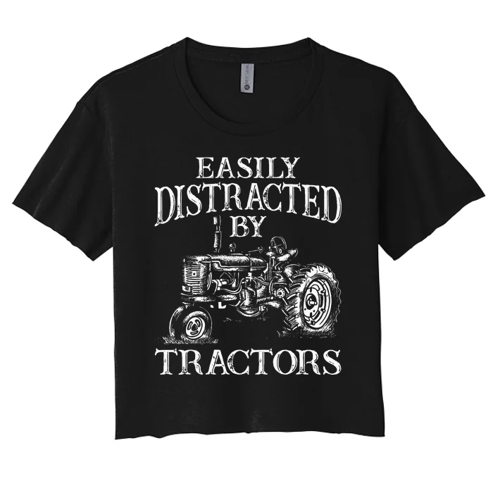 Tractor Art For Women Farming Agriculture Farmer Truck Women's Crop Top Tee