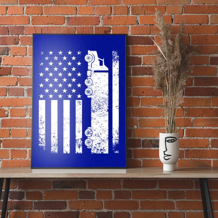 Trucker American Flag Usa Patriotic Truck Driver Dad Trucker Gift Poster