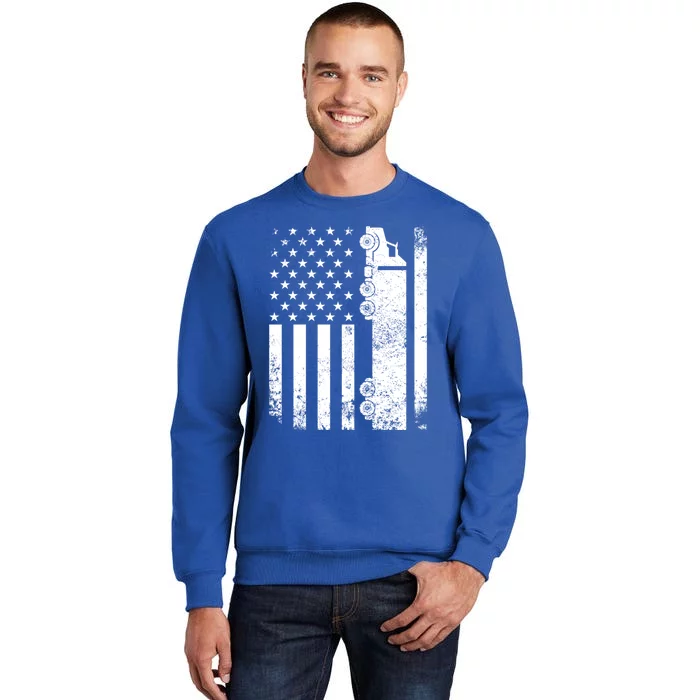 Trucker American Flag Usa Patriotic Truck Driver Dad Trucker Gift Tall Sweatshirt