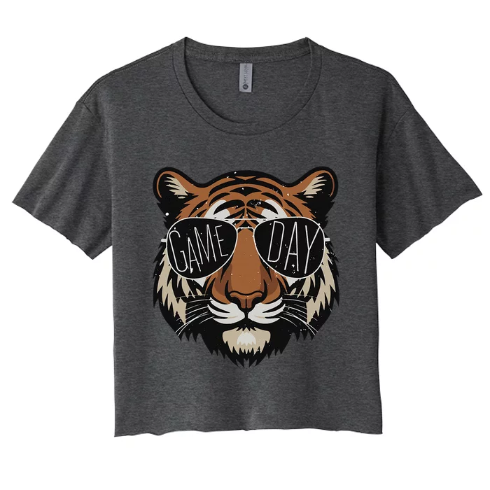 Touchdown American Football Game Day Thanksgiving Tiger Cool Women's Crop Top Tee