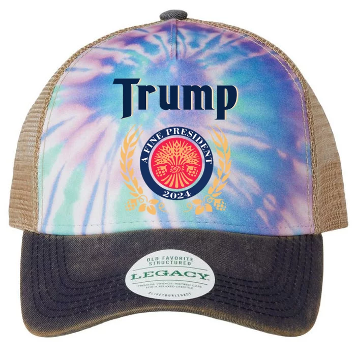 Trump A Fine President 2024 Legacy Tie Dye Trucker Hat