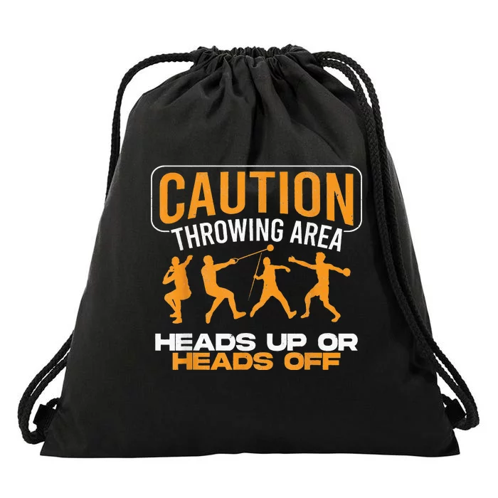 Track And Field Thrower Caution Throwing Area Shot Put Drawstring Bag