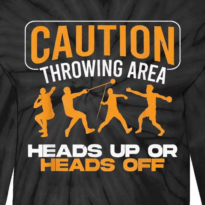 Track And Field Thrower Caution Throwing Area Shot Put Tie-Dye Long Sleeve Shirt