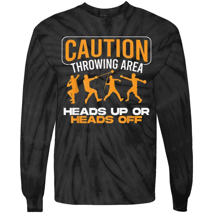 Track And Field Thrower Caution Throwing Area Shot Put Tie-Dye Long Sleeve Shirt