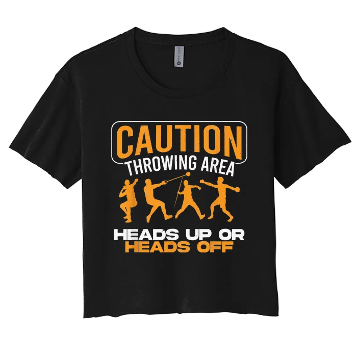 Track And Field Thrower Caution Throwing Area Shot Put Women's Crop Top Tee