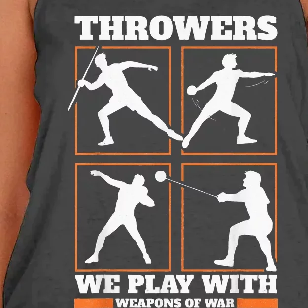 Track And Field Thrower We Play With Weapon Of War Shot Put Women's Knotted Racerback Tank