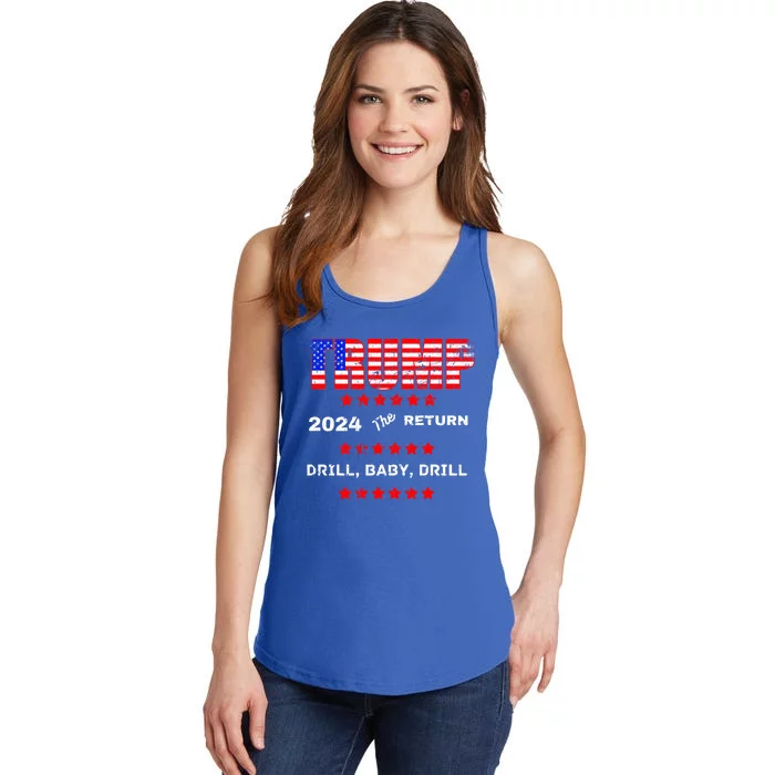 Trump American Flag Patriotic Fourth Of July Usa Drill Gift Ladies Essential Tank