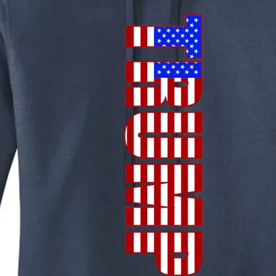 Trump American Flag Patriotic Fourth Of July Usa Gift Women's Pullover Hoodie