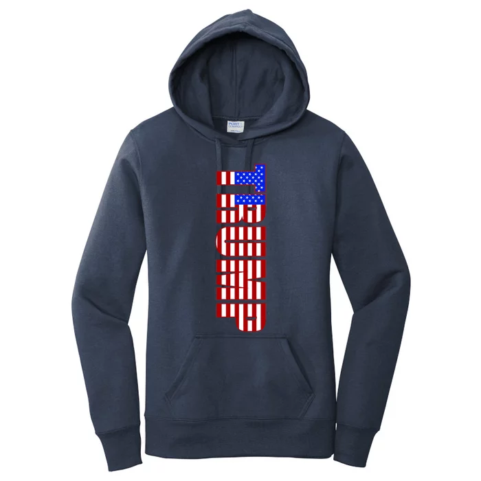 Trump American Flag Patriotic Fourth Of July Usa Gift Women's Pullover Hoodie