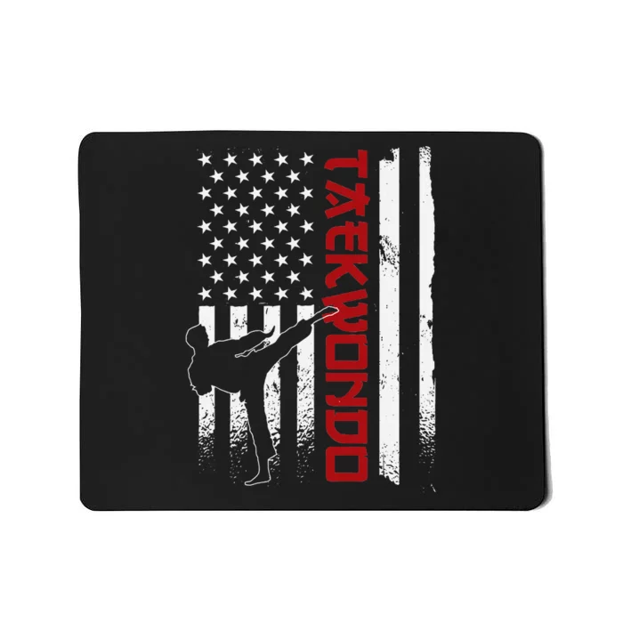 Taekwondo American Flag Taekwondo Fighter Us Flag Mousepad