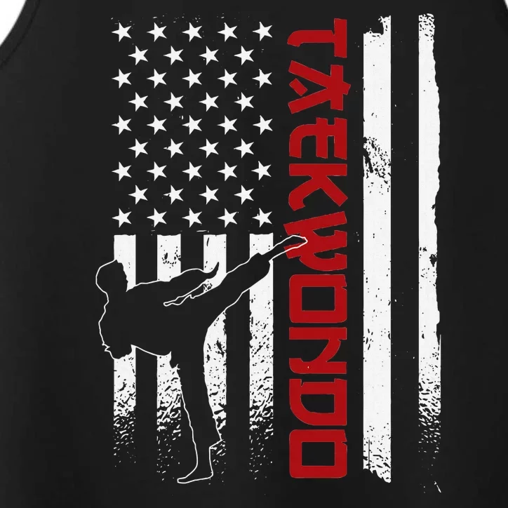 Taekwondo American Flag Taekwondo Fighter Us Flag Performance Tank