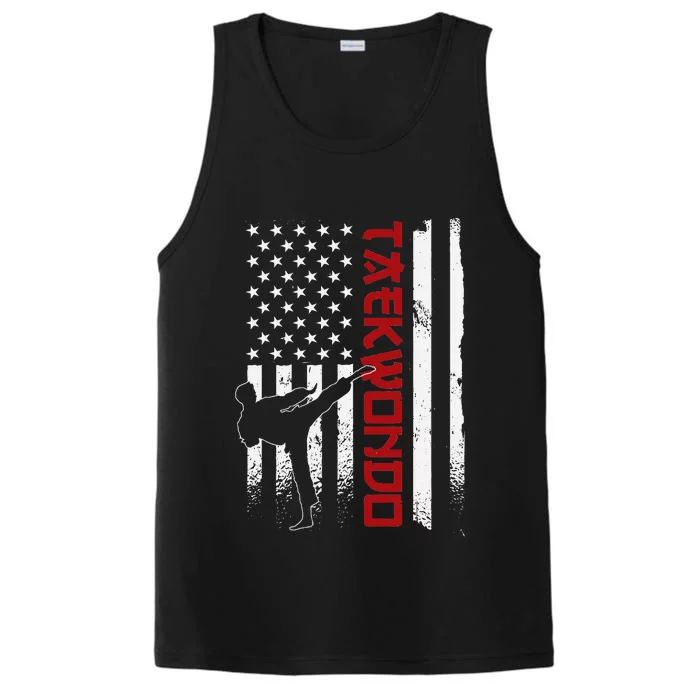 Taekwondo American Flag Taekwondo Fighter Us Flag Performance Tank