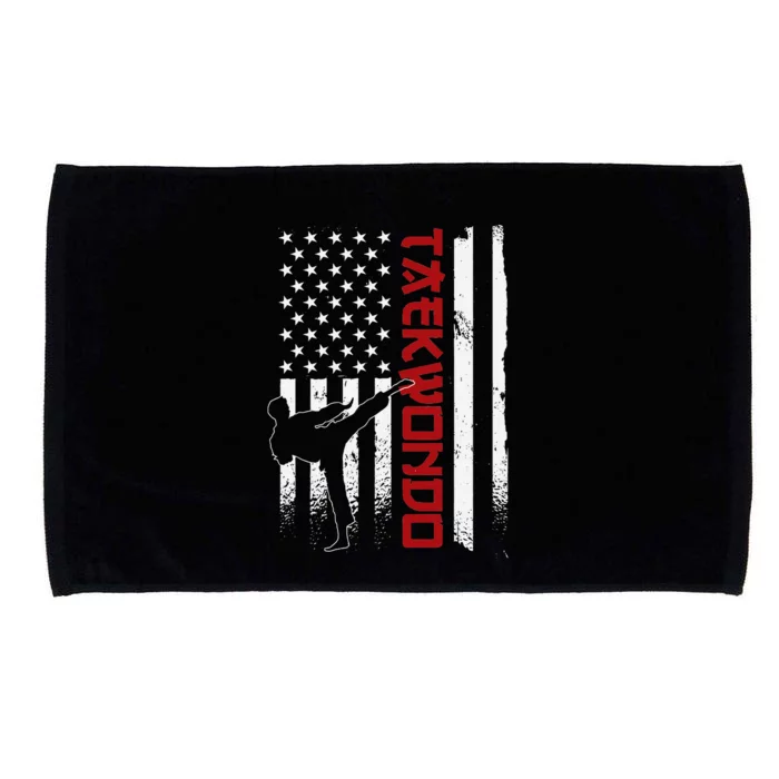 Taekwondo American Flag Taekwondo Fighter Us Flag Microfiber Hand Towel