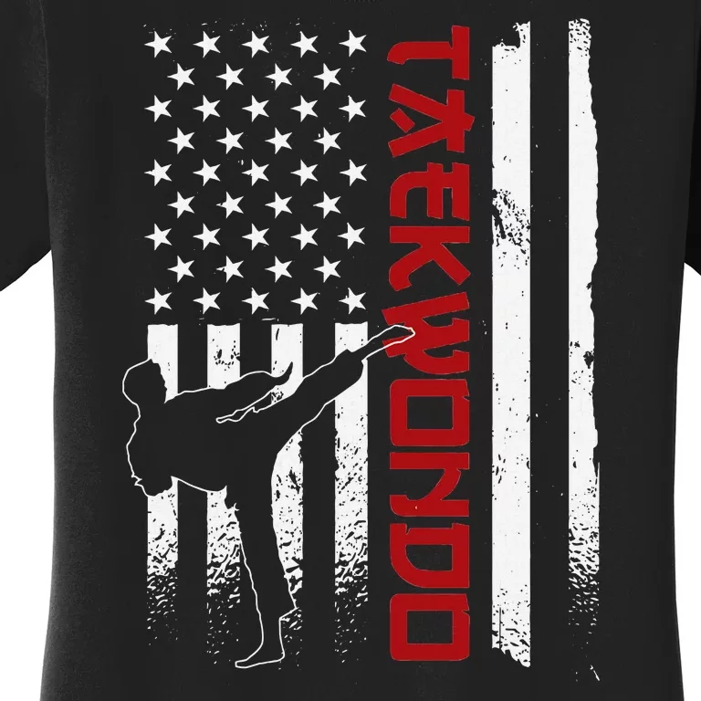 Taekwondo American Flag Taekwondo Fighter Us Flag Women's T-Shirt