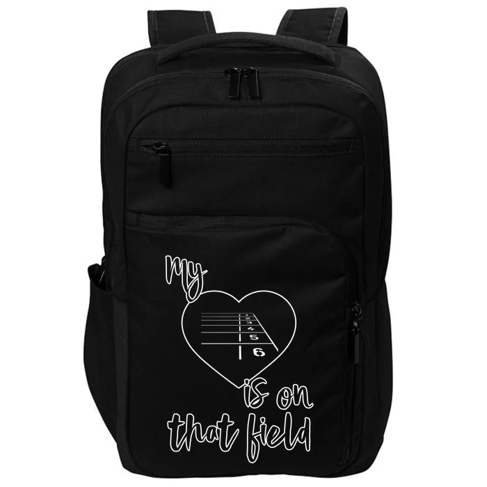 Track And Field Mom My Heart Is On That Field Funny Gift Impact Tech Backpack