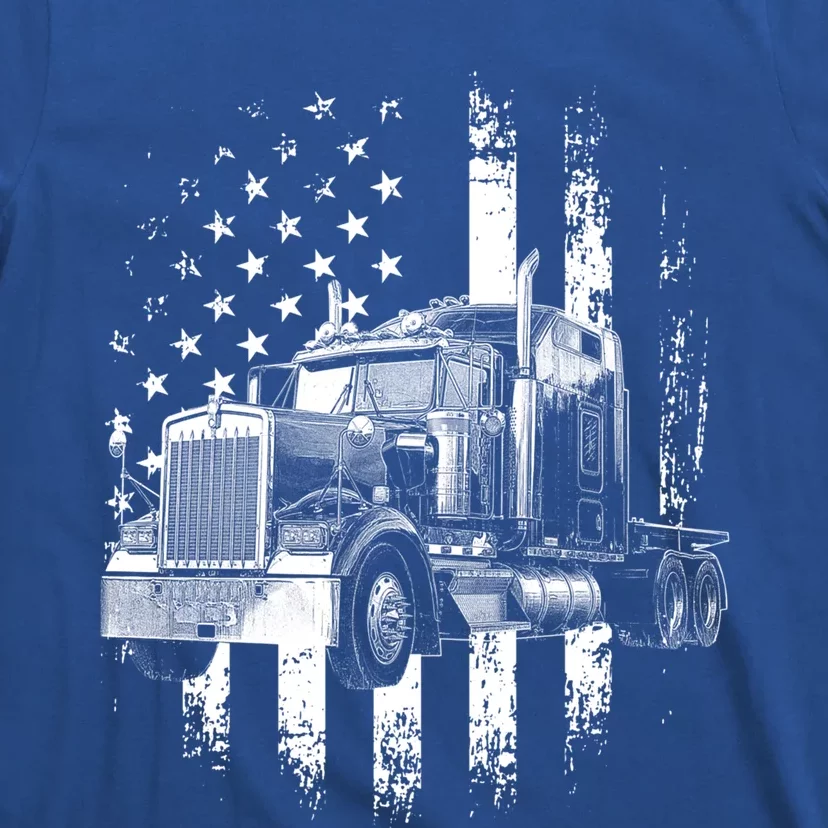 Trucker American Flag Big Rig Semigifttrailer Truck Driver Gift T-Shirt