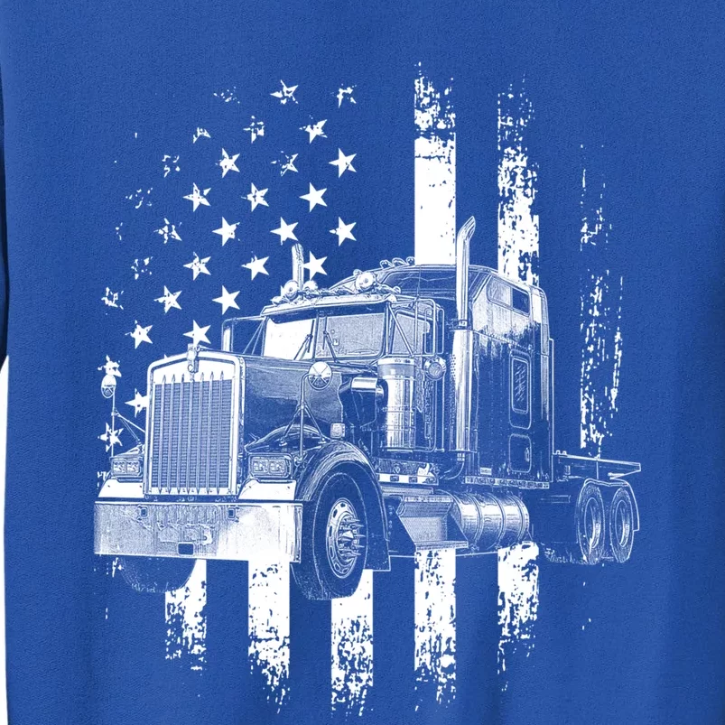 Trucker American Flag Big Rig Semigifttrailer Truck Driver Gift Tall Sweatshirt