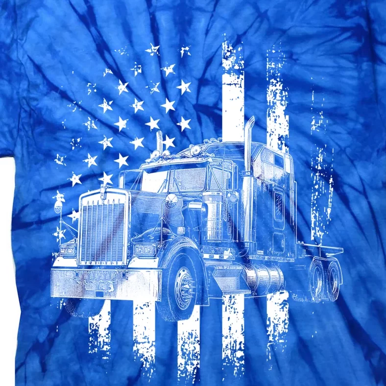 Trucker American Flag Big Rig Semigifttrailer Truck Driver Gift Tie-Dye T-Shirt