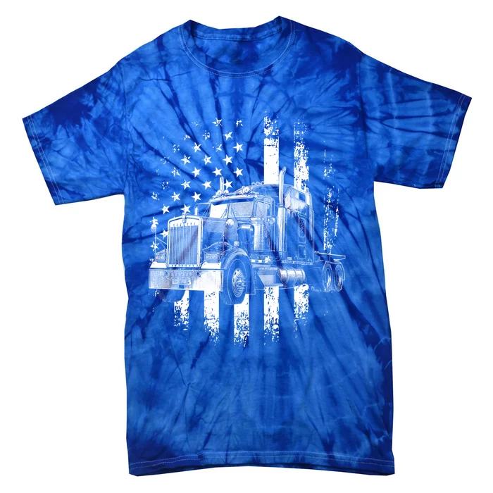 Trucker American Flag Big Rig Semigifttrailer Truck Driver Gift Tie-Dye T-Shirt