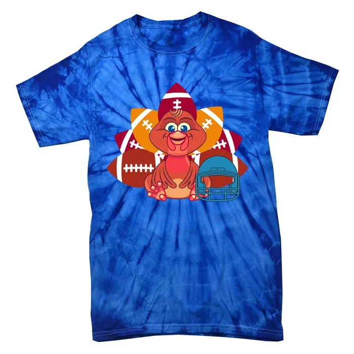 Turkey And Football Balls Funny Sport Lovers Gift Tie-Dye T-Shirt