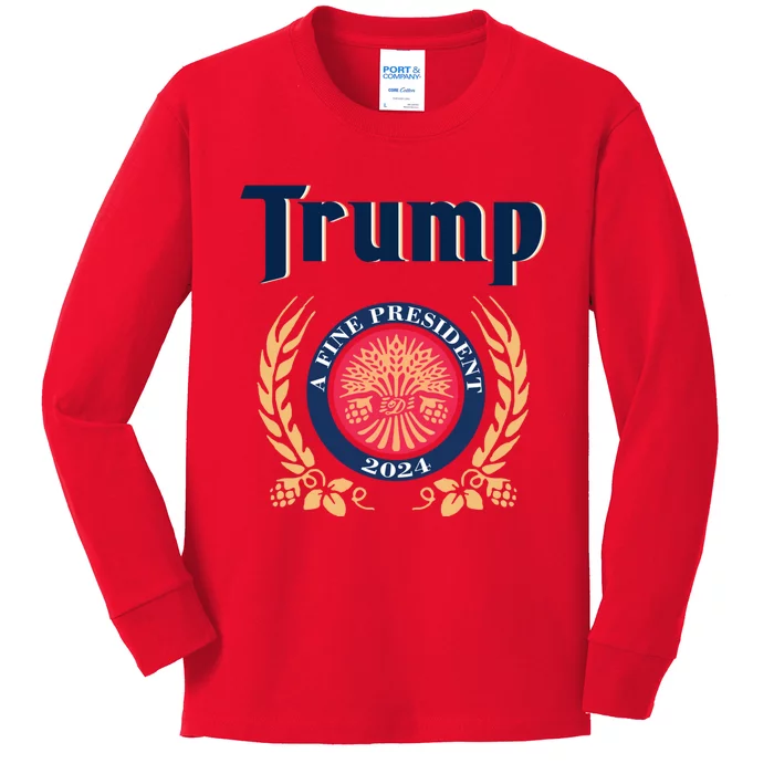 Trump A Fine President 2024 Kids Long Sleeve Shirt