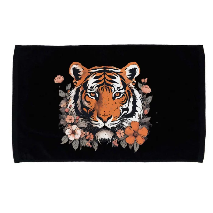 Tiger Animal Flowers Microfiber Hand Towel