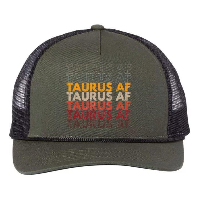 Taurus AF For Wo Funny Zodiac Sign Gift Retro Rope Trucker Hat Cap