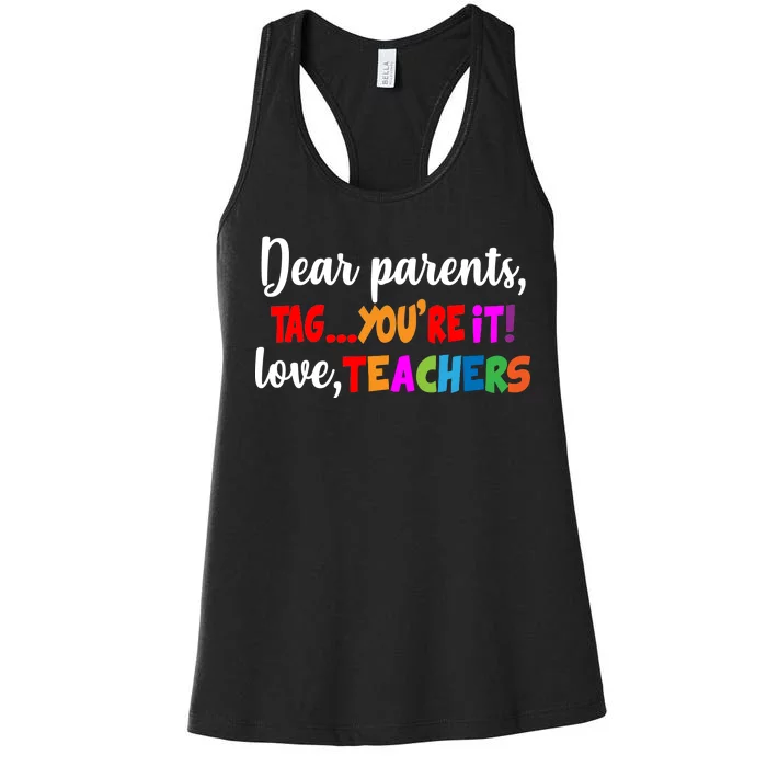 Tag You're It Love Teachers Women's Racerback Tank