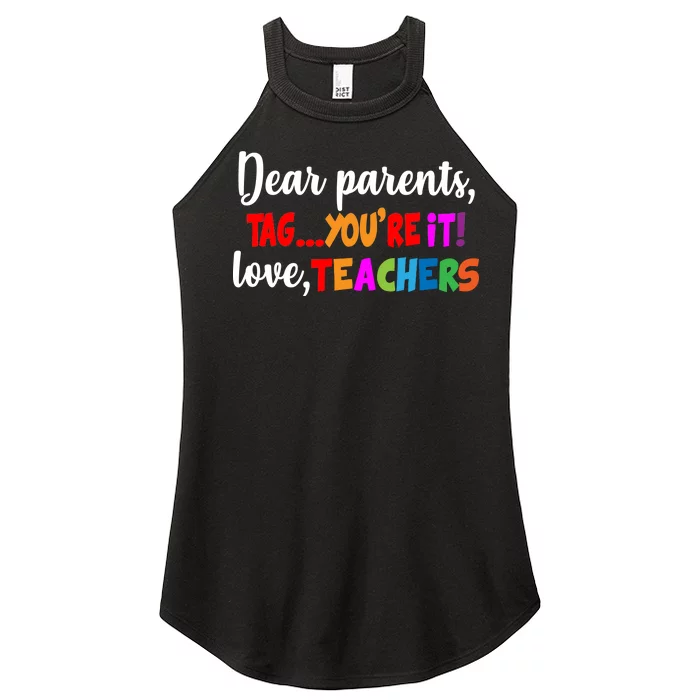 Tag You're It Love Teachers Women’s Perfect Tri Rocker Tank