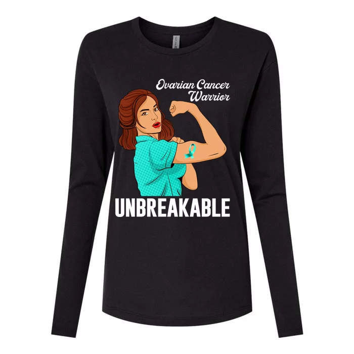 Tee Awareness Gift Ovarian Cancer Warrior Unbreakable Gift Womens Cotton Relaxed Long Sleeve T-Shirt