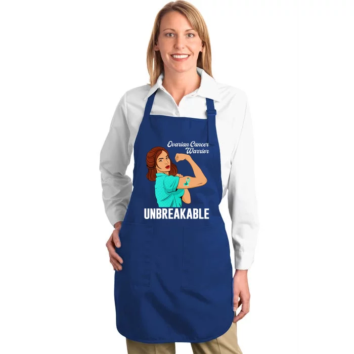 Tee Awareness Gift Ovarian Cancer Warrior Unbreakable Gift Full-Length Apron With Pocket