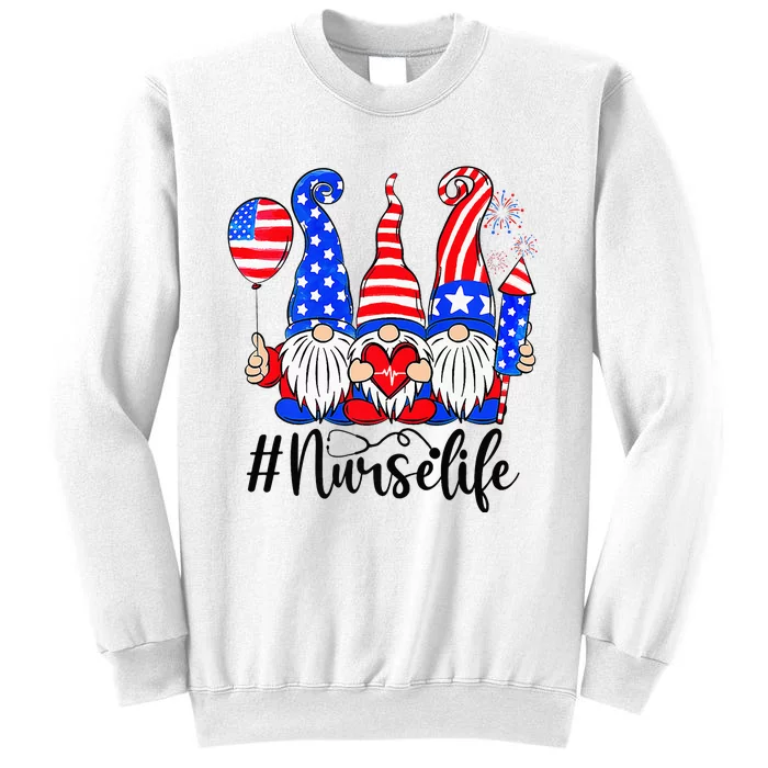 Three American Gnomes Nurses 4th Of July Nurse Life Sweatshirt