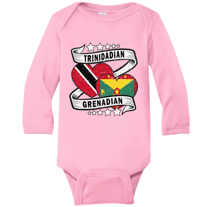 Trinidad And Grenada Flag Trinidadian And Grenadian Baby Long Sleeve Bodysuit