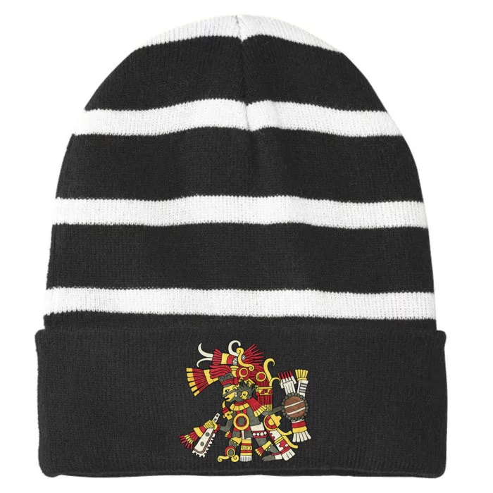 Tezcatlipoca Aztec God Nahuatl Mayan Inca Toltec Striped Beanie with Solid Band