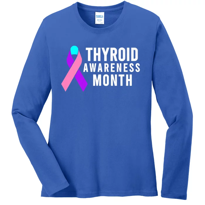 Thyroid Awareness Gift Cute Gift Thyroid Awareness Month Gift Ladies Long Sleeve Shirt