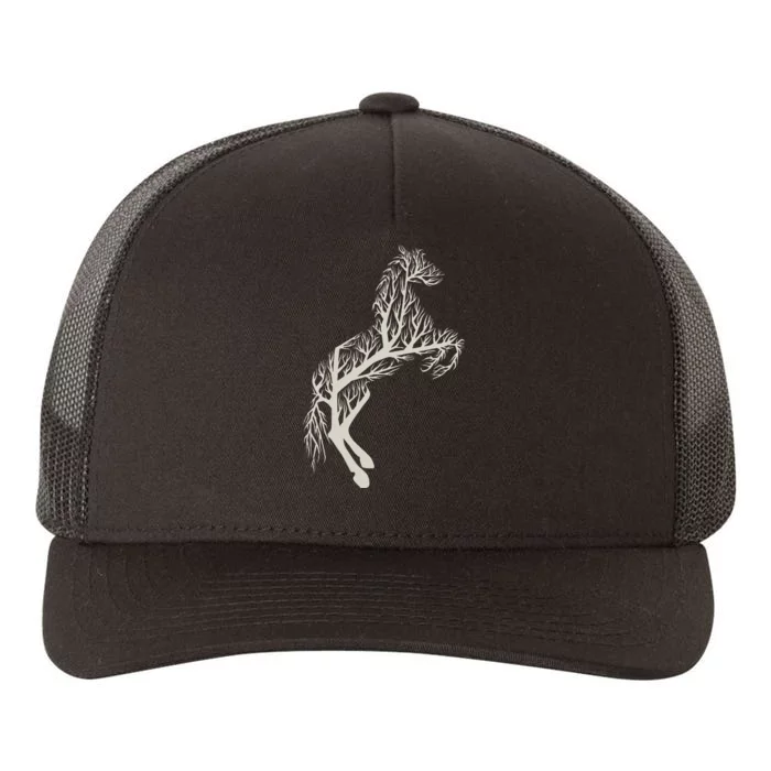 Tree and Horse in Forest Animal Nature Horse Yupoong Adult 5-Panel Trucker Hat