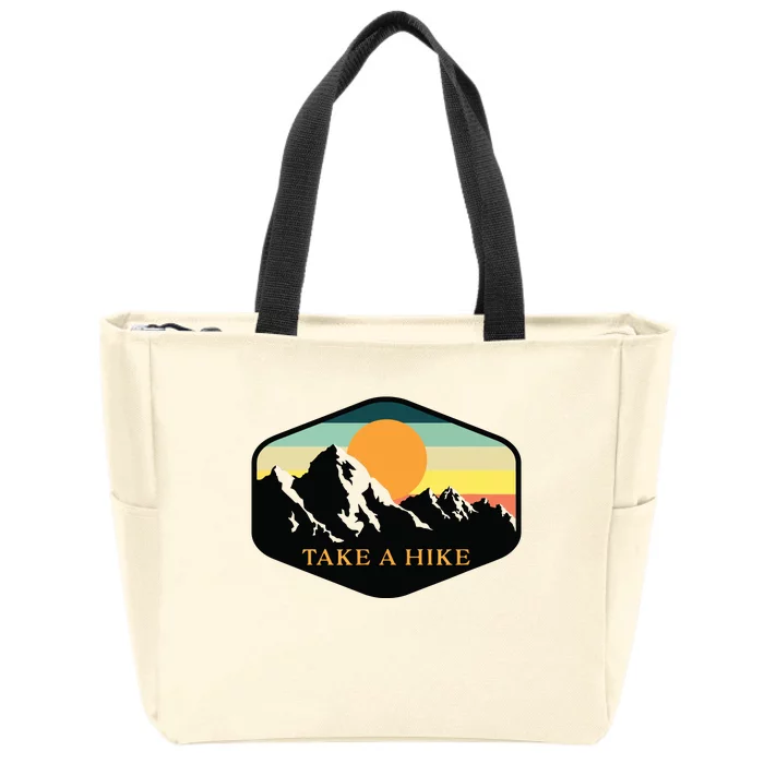 TAKE A HIKE RETRO VINTAGE OUTDOOR HIKING Zip Tote Bag