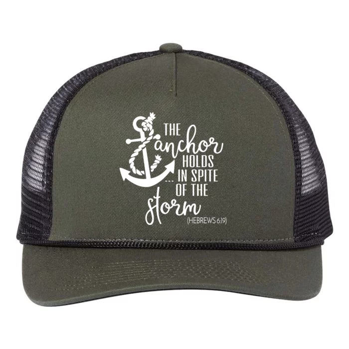 The Anchor Holds In Spite Of The Storm Retro Rope Trucker Hat Cap