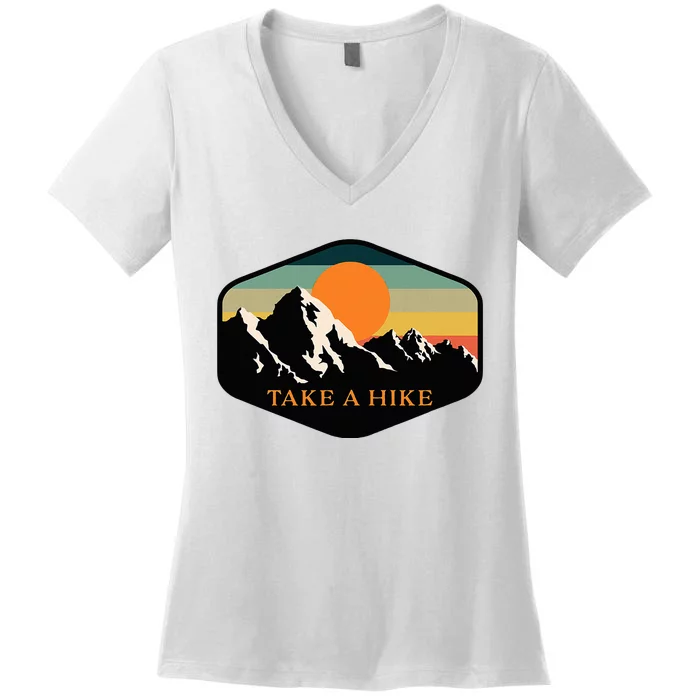 Take A Hike Retro Vintage Outdoor Hiking Women's V-Neck T-Shirt