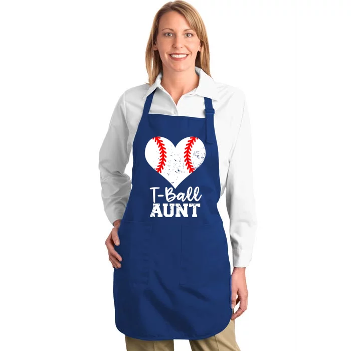 Tball Aunt Heart Funny Tee Ball Aunt Gift Full-Length Apron With Pocket