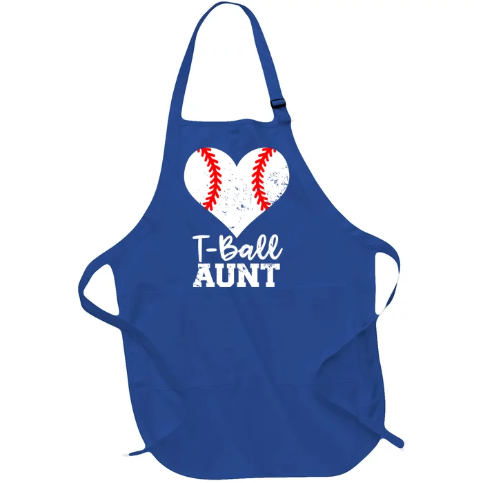 Tball Aunt Heart Funny Tee Ball Aunt Gift Full-Length Apron With Pocket