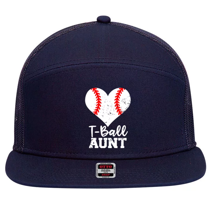 Tball Aunt Heart Funny Tee Ball Aunt Gift 7 Panel Mesh Trucker Snapback Hat